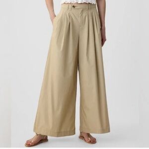 Gap × DÔEN High Rise Khaki Trousers Pleated Wide Leg Size 10